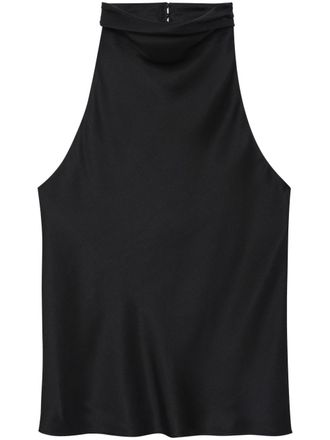 Anine Bing Eliana halterneck silk top - Black