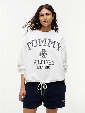 Tommy Hilfiger Crest Logo Drawstring Hem Relaxed Sweatshirt