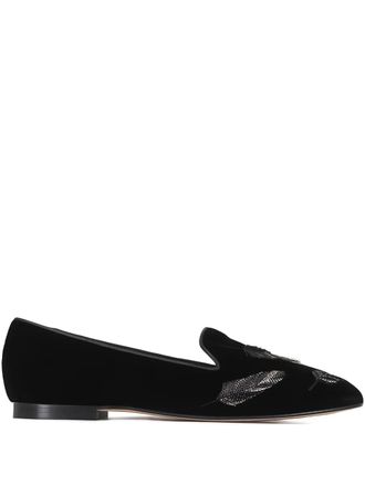 Arteana velvet feather loafers - Nero