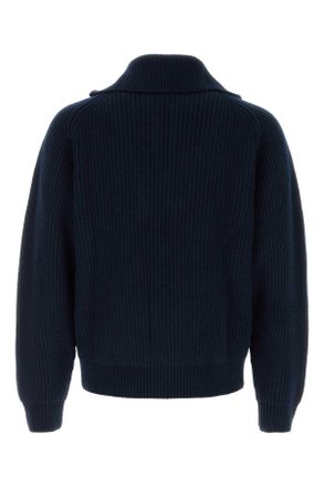 Jil Sander Mens Navy Blue Wool Polo Shirt 412 Exterior Exterior: T-shirts And Polos