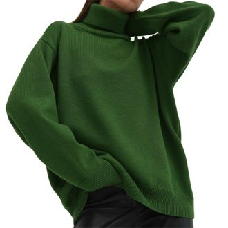 Generic Ladies Polo Neck Jumpers Oversized Chunky Cable Knit Jumper Autumn Winter Turtleneck Sweater Knitted Pullover Sweaters Dressy Casual High Neck Knitwea