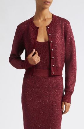 Toccin Mollie Sequin Cardigan in Oxblood at Nordstrom, Size Xx-Small