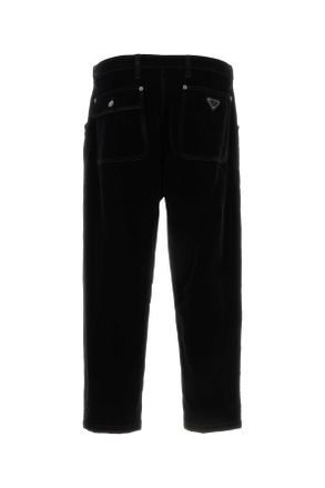 Prada Mens Black Velvet Denim Pant Pantaloni