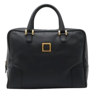 Loewe Pre-owned Leren Amazona Boston Tas - Dames - Pre-owned - Zwart - Maat: ONE Size Leer