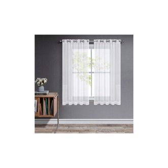 OEM Cortinas Blancas Transparentes, Juego De 2, Cortinas Cortas De Tul De Organza Con Ojales, Transl&uacute;cidas, Que Filtran La Luz, Decoraci&oacute;n Para El Hogar, 