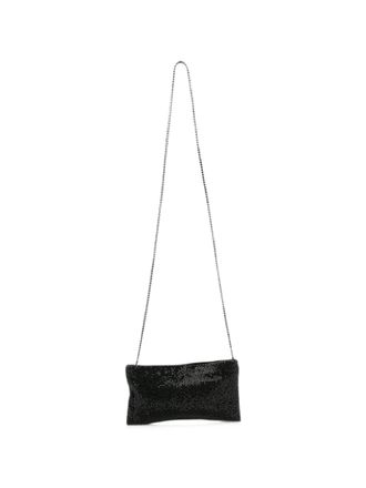 Benedetta Bruzziches Rectangular Evening Bag with Shimmering Black Crystals
