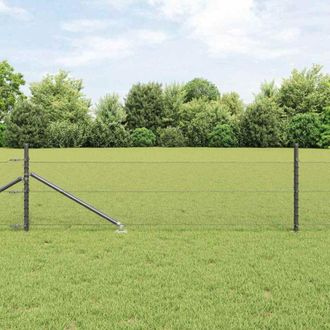 vidaXL Reja Con Postes Gris 0.4 X 50 M Acero Recubierto De Pvc Vidaxl
