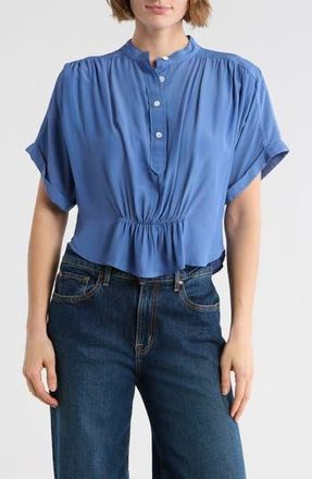 Madewell Grace Short Sleeve Peplum Top in Delphinium Blue at Nordstrom Rack, Size Xx-Small