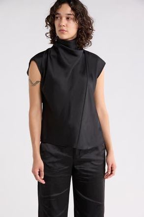 Sanctuary Scarf Satin Top in Black at Nordstrom Rack, Size X-Large
