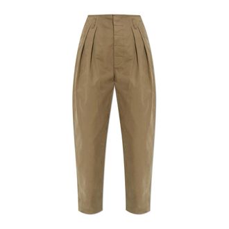 Moschino Geplooide broek - Dames - Broeken - Groen - XS - Katoen - Broeken