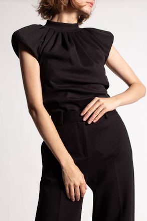 The Attico Pre-Loved Ruched Asymmetric Top In Black