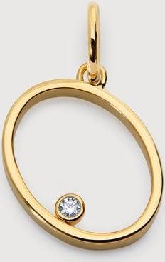 Monica Vinader Gold Solitaire Diamond Initial O Pendant Lab Grown Diamond