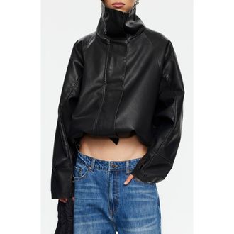 Lioness Shoreline Faux Leather Jacket in Noir at Nordstrom, Size X-Large