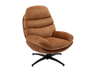 Vente-Unique Sill&oacute;n giratorio de tela terracota LIZUTA