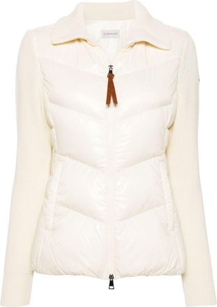 Moncler padded zip-up cardigan - women - Polyamide/Polyamide/Virgin Wool/Goose Down/Goose Feather - L - White
