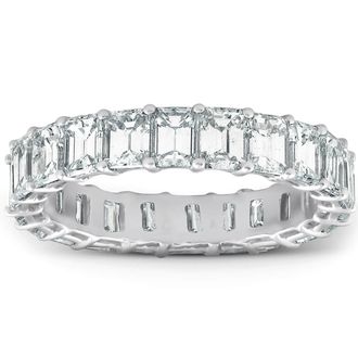 Pompeii3 Platinum 4.60 Ct Emerald Diamond Eternity Ring Womens Anniversary Band Lab Grown