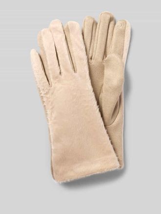 Eem Fashion Handschuhe mit Kunstfellbesatz in Beige, Gr&ouml;&szlig;e L