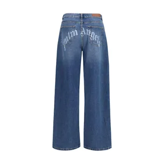 Palm Angels Wide-Leg Denim Jeans - Blue