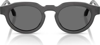 Armani 47mm Round Sunglasses in Brushed Grey /Grey at Nordstrom
