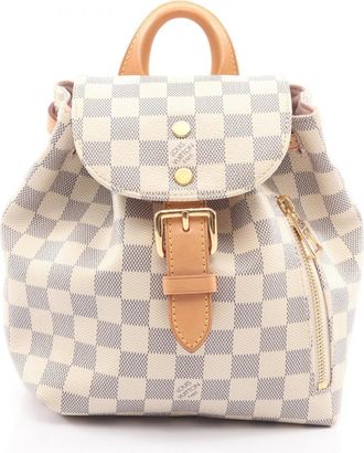 Louis Vuitton Damier Azur White Coated Canvas Leather Backpack (Pre-Owned)