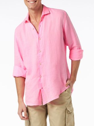 MC2 Saint Barth Man Water Color Fluo Pink Linen Pamplona Shirt