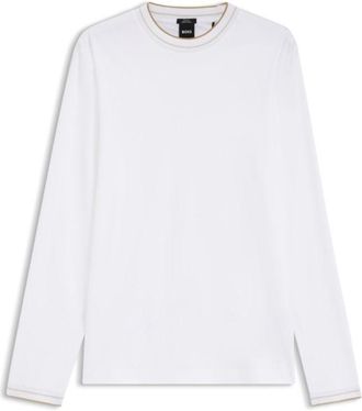 BOSS Long-sleeved T-shirt in mercerized cotton with contrast trim