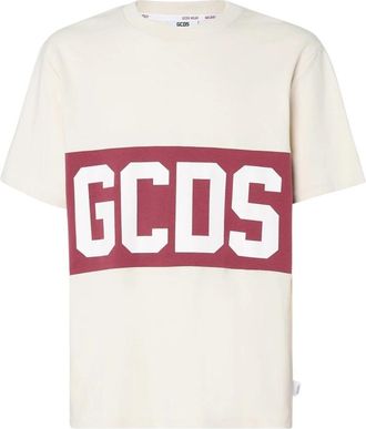 GCDS Band Logo T-Shirt - Heren - T-shirts - Beige - 2XL - Katoen - Tops