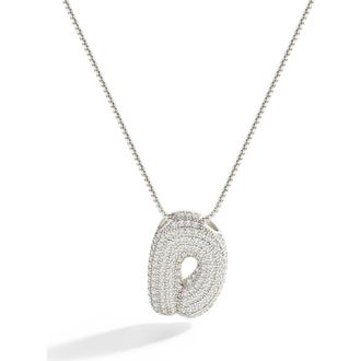 Mint & Lily Pave Bubble Initial Necklace in Silver /Letter D at Nordstrom