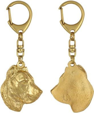 OEM Presa Canario, Perro Canario - Llavero Ba&ntilde;ado En Oro Con Un Perro En Una Caja De Regalo, Decoraci&oacute;n De Bolso, Accesorio De Lujo De Art-dog