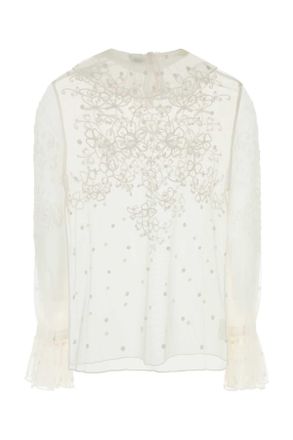 Bode Womens White Mesh Middlemist Blouse Exterior: Nylon Maglie