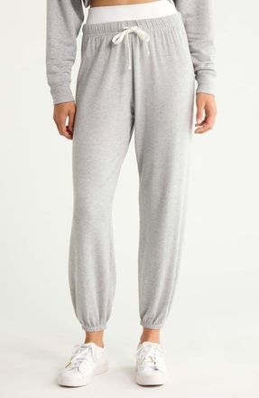 SPLITS59 Andie Dual Waist Sweatpants in Heather Grey/white at Nordstrom, Size X-Small