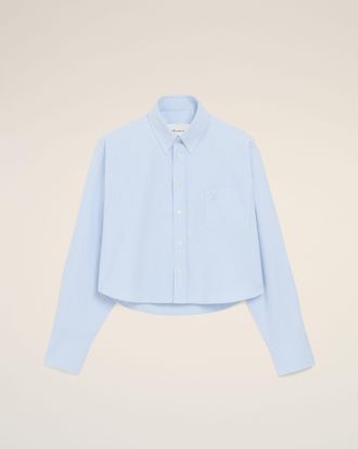 Ami Blue Cotton Cropped Embossed Ami De Coeur Shirt Blue - 34 - for Women