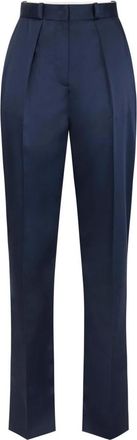 Elisabetta Franchi Broeken, Dames, Blauw, M, Satijn, Stretch satijnen broek
