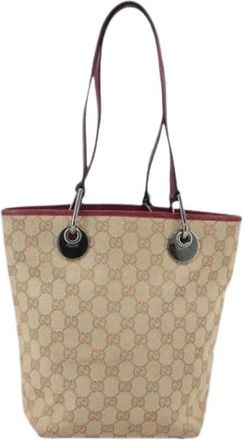 Gucci Pre-owned Canvas Bucket Bag - Dames - Vintage Tas - Beige - ONE Size - Vintage