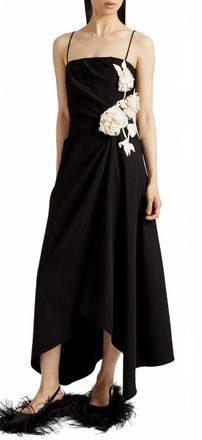 Erdem Asymmetric Draped Wool Midi Dress In Black