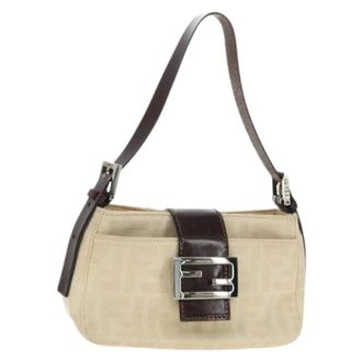 Fendi Pre-owned Zucca Canvas Shoulder Bag - Dames - Pre-owned - Beige - Maat: ONE Size Leer