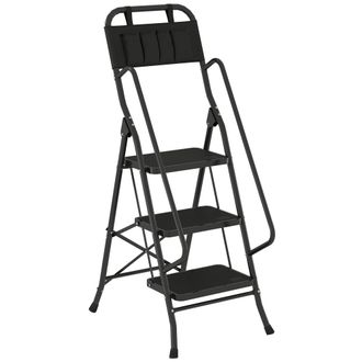 HOMCOM Escalera plegable 49x66x136 cm negro