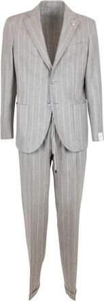 Lubiam Single Breasted Suit - Heren - Business pakken - Grijs - XL - Wol - Kostuums