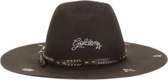 Golden Goose Geborduurde Wol Fedora - Dames - Hoeden - Bruin - L - Wol - Accessoires