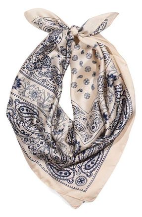 Petit Moments Lolita Paisley Print Square Scarf in White at Nordstrom