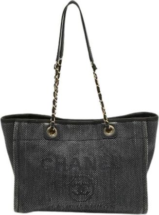 Chanel Pre-owned Deauville Tote - Dames - Vintage Shopper - Zwart - ONE Size - Vintage