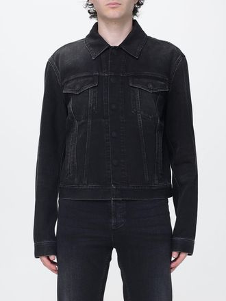 Gucci Giacca di jeans in denim di cotone con colletto francese e tasche a toppa