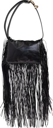 Sportmax Borsa a spalla in pelle con frange - Nero