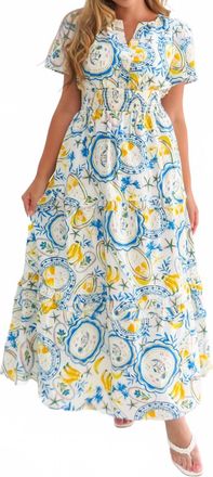 Sugarlips Havana Banana Poplin Maxi Dress In White Multi