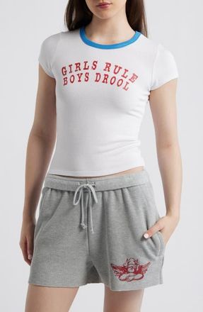 Boys Lie Girls Rule Boys Drool T-Shirt in White at Nordstrom, Size X-Large
