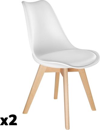 TecTake 2 Sillas de comedor, asiento acolchado, ergonómicas y estables, blanco