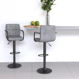 vidaXL Vidaxl - Taburetes De Cocina 2 Unidades Terciopelo Gris Claro