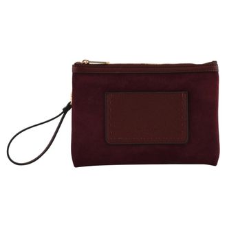 Pourchet Cassis Daim Pochette - Dames - Tassen - Rood - Maat: ONE Size Leer