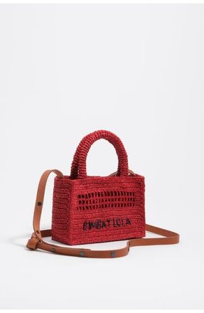 Bimba & Lola Raffia Mini Bag in Red at Nordstrom