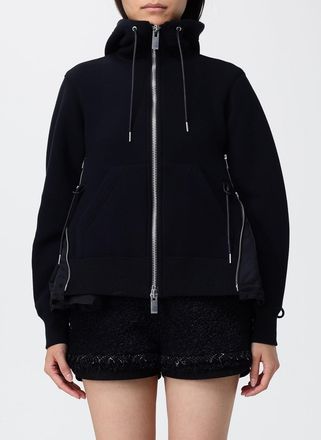 sacai Felpa con cappuccio e zip in cotone